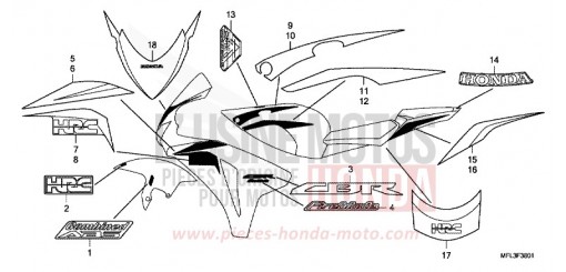 RAYURE/MARQUE (2) CBR1000RR9 de 2009